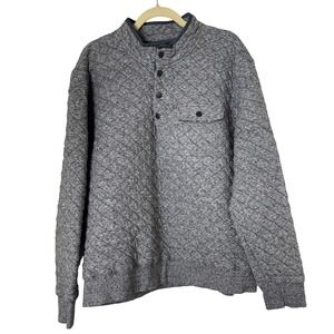 Faherty Brand Quilted Button Henley Pullover Gray Pocket Mens‎ XL